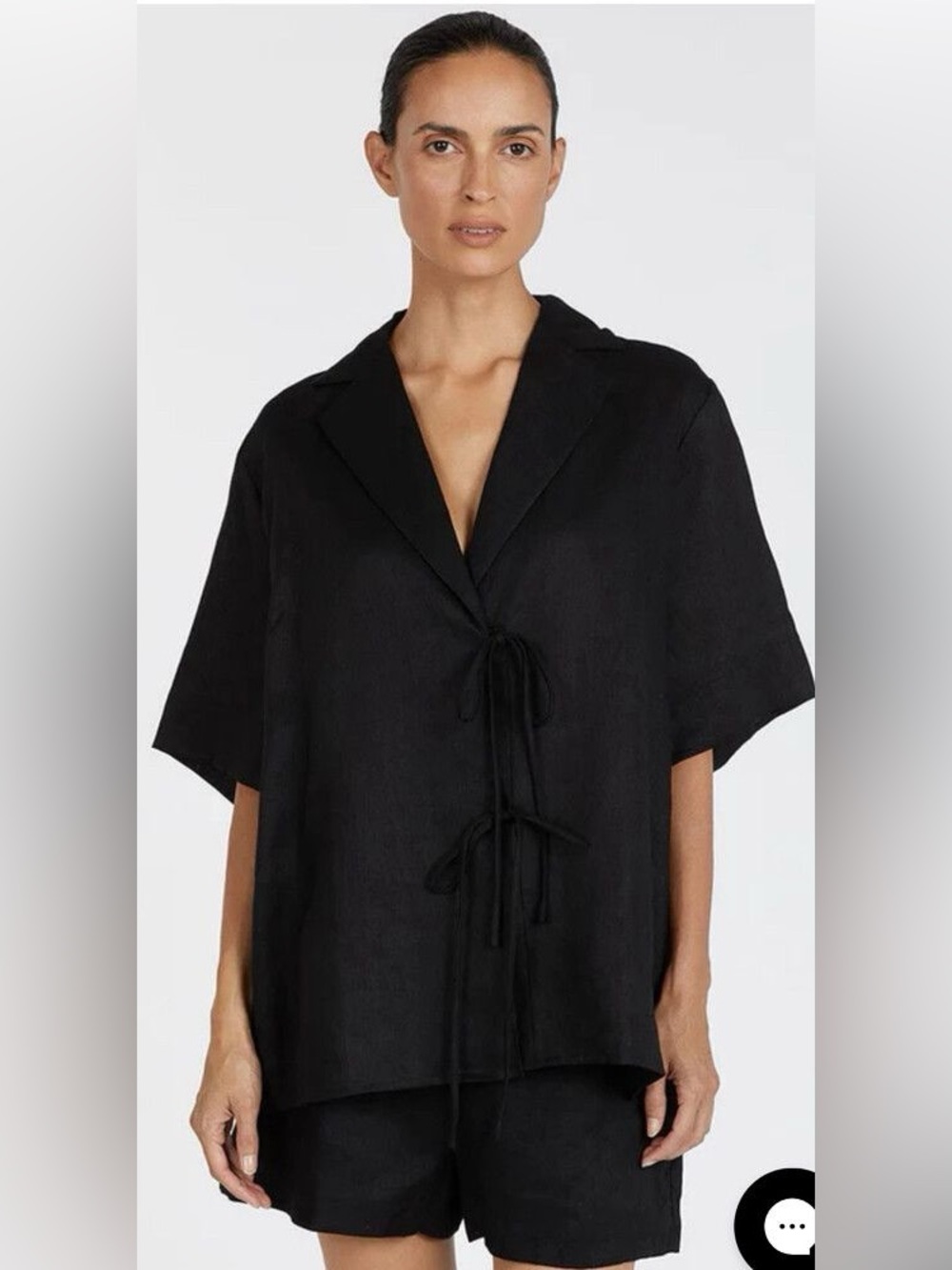 DISSH 2 Pc SHORT SET IN BLACK LINEN SZ US 8/6 NWT